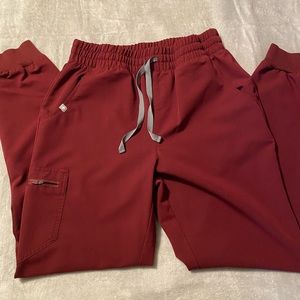 Figs Burgundy High Waisted Zamora Jogger Pants M Tall